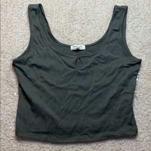 Olive Green Crop Top . Size: Medium .